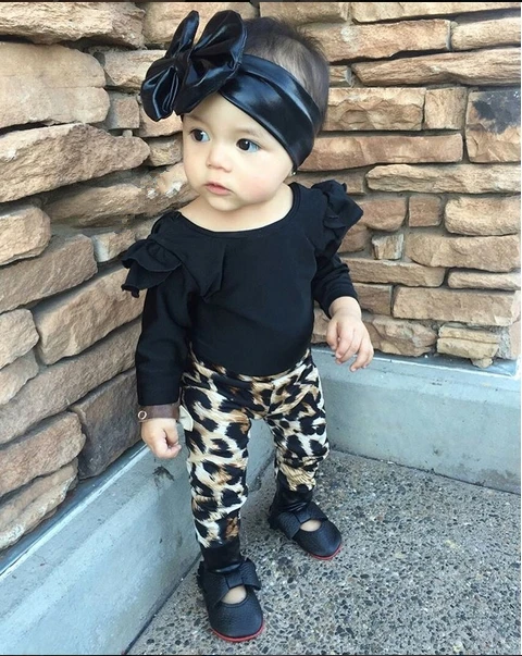 Infant baby girl clothes sets newborn cotton clothing long-sleeved black pure color t-shirt+pants infant 2PCS suits | Детская одежда и