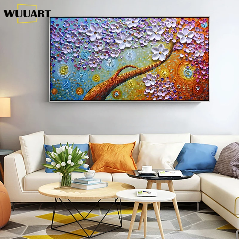

Oil Paintings on Canvas Wall Art Abstract 3D Knife Hand-Painted Flower Art Modern Home Decoration Abstract Artwork Art No Framed