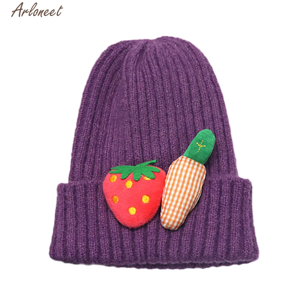 ARLONEET/детская шапка Зимняя теплая вязаная шерстяная с рисунком клубники для