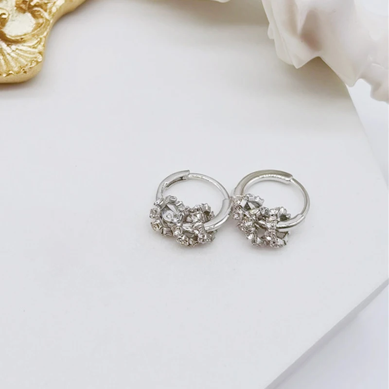 

11MM Round Shape Earrings Ins Multi-wear Sliver Color Small Circle Stud Earrings With Diamonds For Ladies Daily Accessories