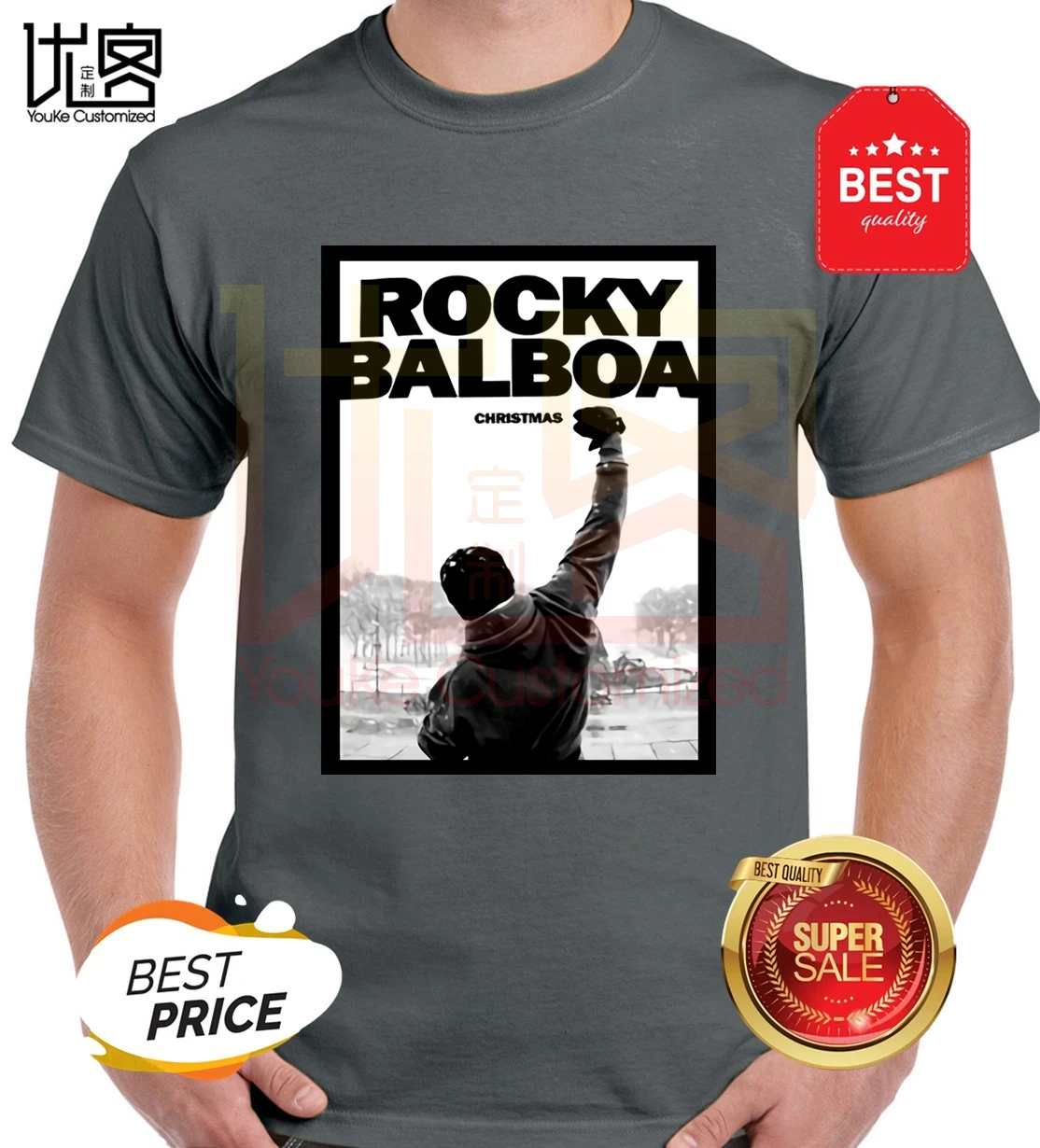 Модные мужские Рокки Бальбоа печатных футболки знаменитого фильма плакат Роки