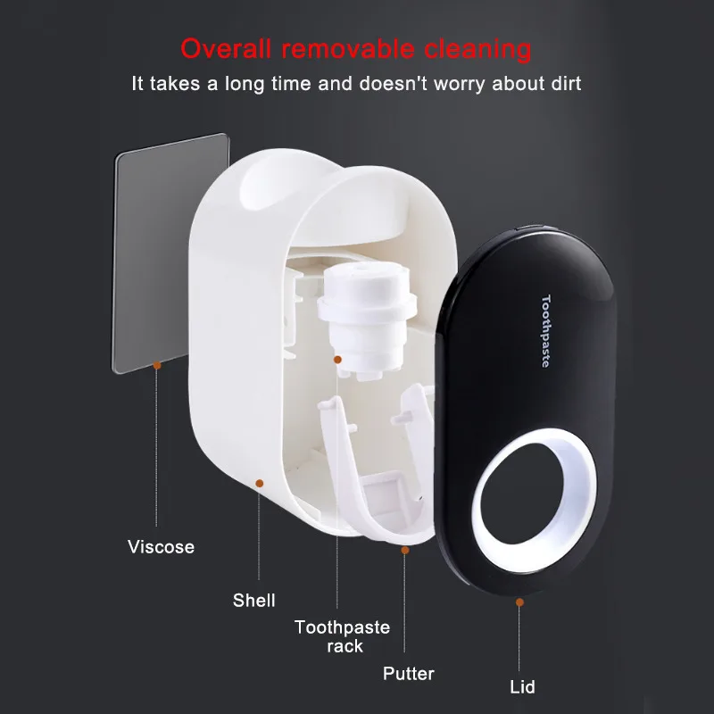 

Automatic Toothpaste Dispenser Dust-proof Toothbrush Holder Bathroom Accessories Toothbrush Rack With Super Sticky Suction Pad