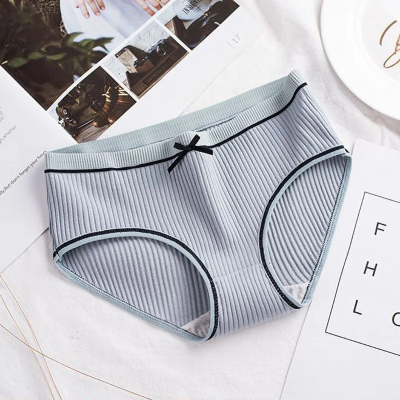 

4Pcs Girls Cotton Panties for Women's Young Girl Briefs Lovely Women Underwear Ladies Threaded Breathable Women's Underpants