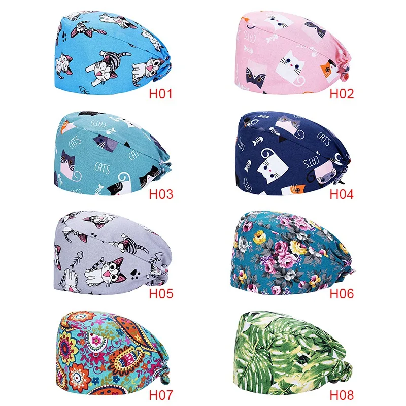 

Women's Nursing Cap Reusable Pet Shop Work Cap Cleaning Cap Scrubs Cap Beauty Care Cap Cotton Nursing Accessories