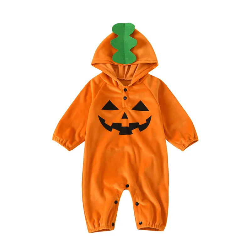 

Hot Sale Infant Halloween Romper Toddler Loose Long Sleeve Cartoon Style Hooded Jumpsuit 3-24M