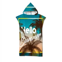 75140cm wetsuit changing robe beach poncho towel with hooded double sided tropical leaves print bath towel outwear quick dry