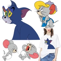 cartoon anime cat mouse iron on transfers for clothing thermoadhesive patches on clothes flex fusible patch thermal stickers