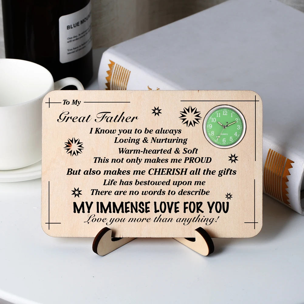 Деревянные часы моему отцу прямоугольные настольные с изображением