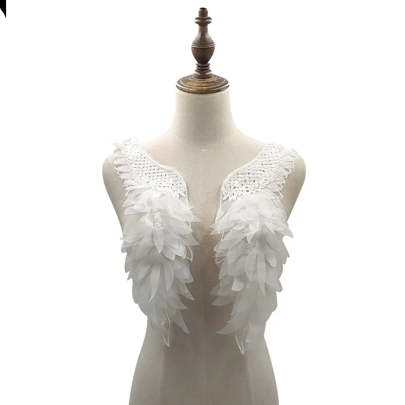 

Embroidery on flowers Wings on collar DIY lace accessories Heavy fluff Angel wings