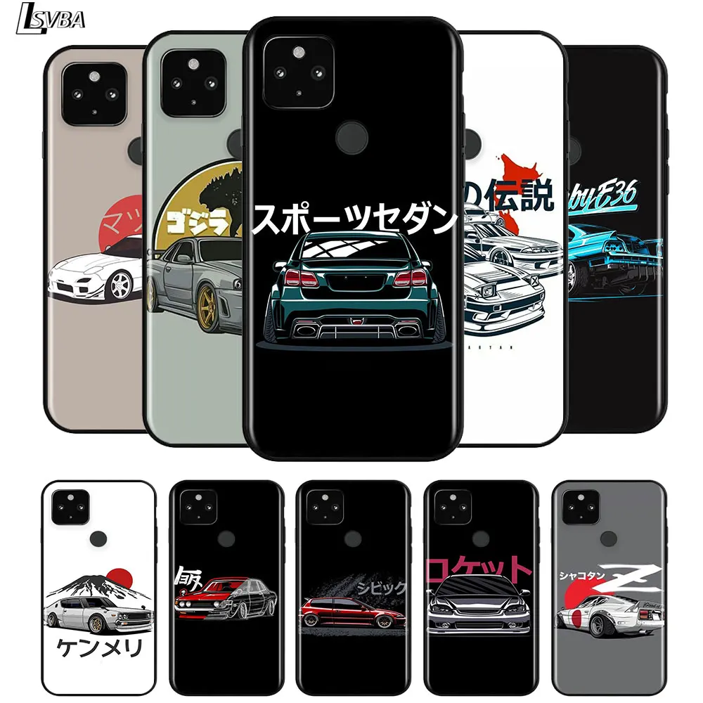 С изображением мультяшного автомобиля JDM для Google Pixel 5 4a 4 XL 5G Черный силиконовый