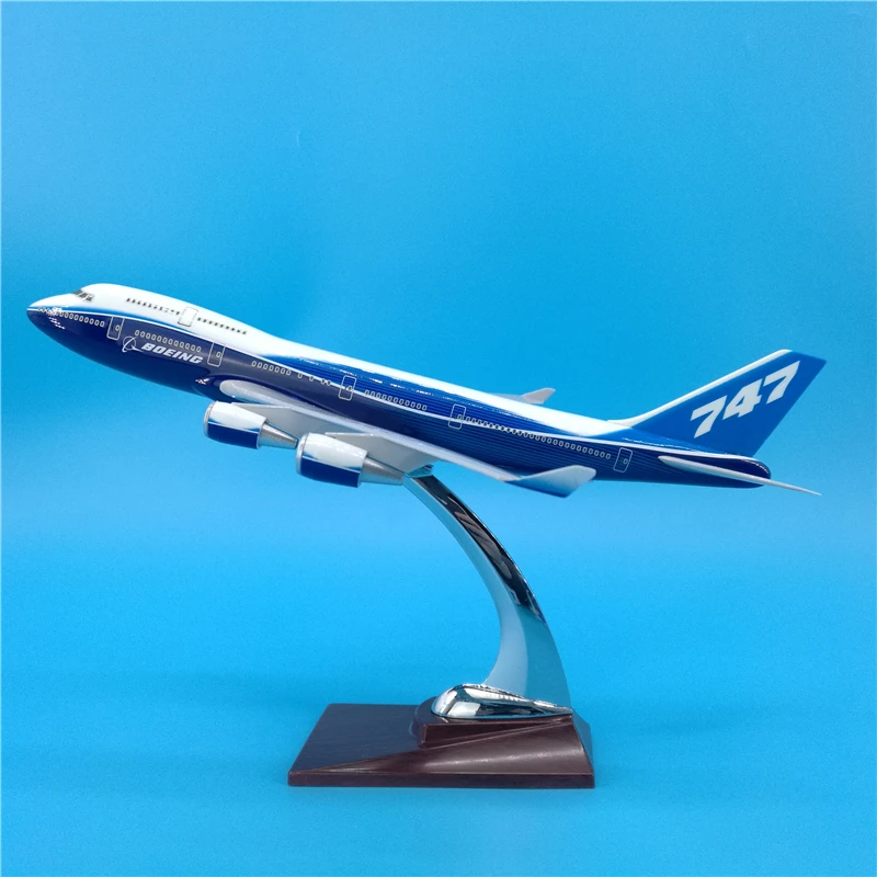 Авиационная модель 32 см Boeing B747 прототип синяя авиакомпания воздушный маршрут