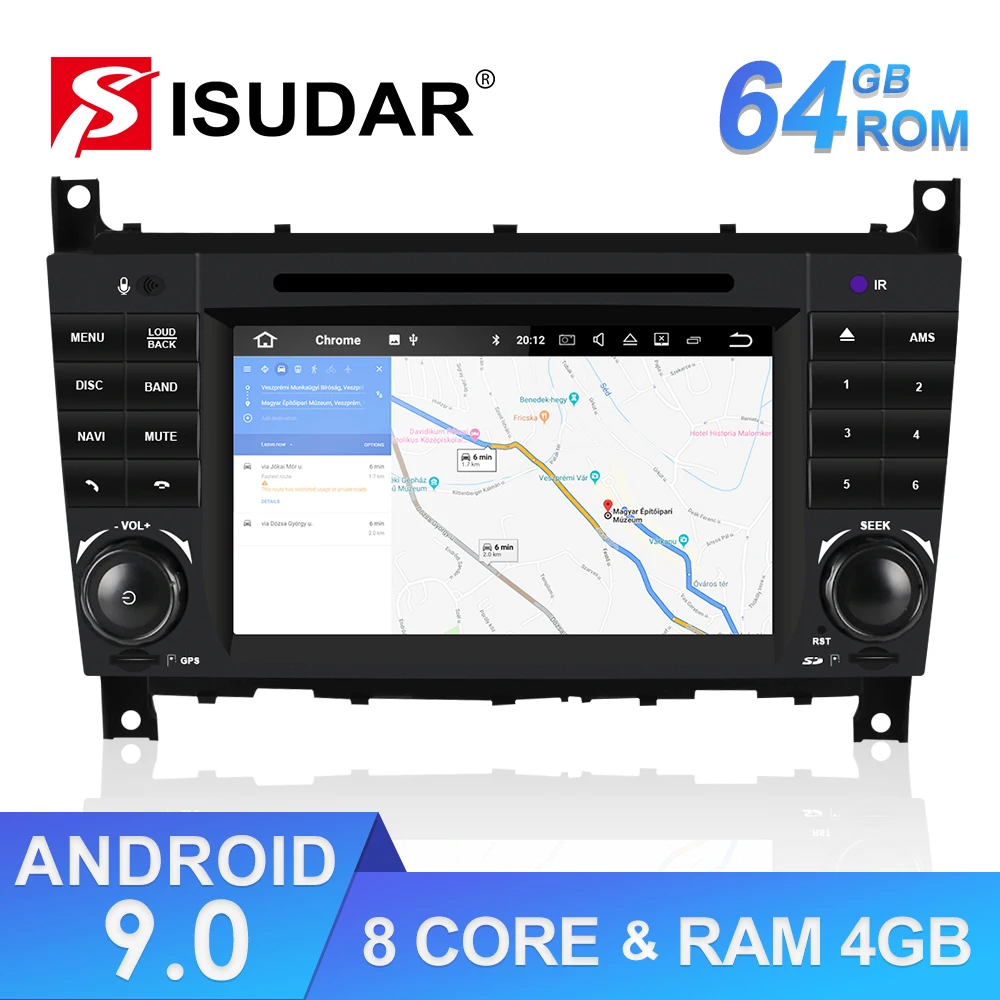 Isudar 2 Din Авторадио Android 9 для Mercedes/Benz/Sprinter/W203/A180/a-класс Автомобильный мультимедийный плеер gps Восьмиядерный ram 4G DSP DVR
