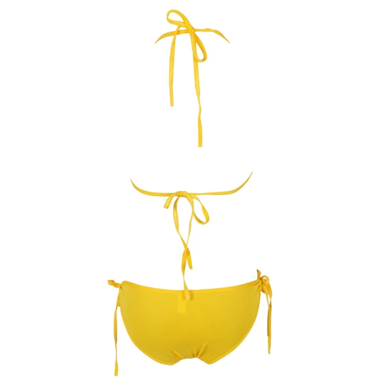 

Women's Sweet Sexy Hang-Neck Swimwear Triangle Bandage Bikini Solid Color Bra Swimsuit Bathing Suit