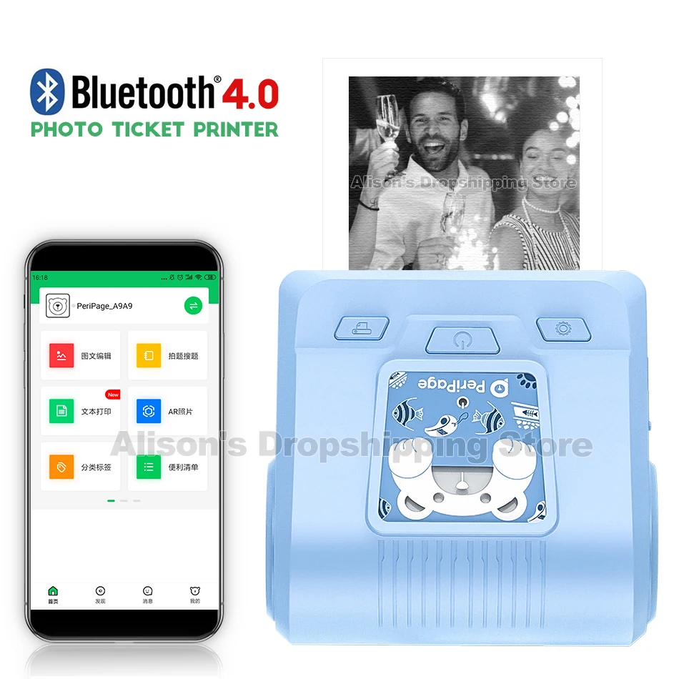 Bluetooth беспроводной маленький термальный принтер фото мобильный мини портативный