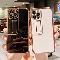 simple luxury electroplated design phone cover invisible phone stand for iphone 11 12 mini pro max 7 8p se xs xr phone cases