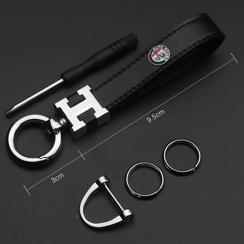 

Кожаный брелок для ключей автомобиля, 12 см, сменный кулон для Alfa Romeo Giulia Stelvio Giulietta Mito 159 147