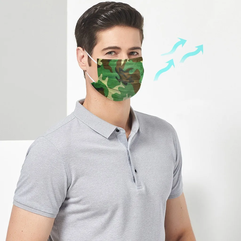 50pc Camouflage Respirator Scarf Mascarilla Mask For Face Маски Mascherine Disposable Industrial 3ply Ear Loop Masque | Безопасность