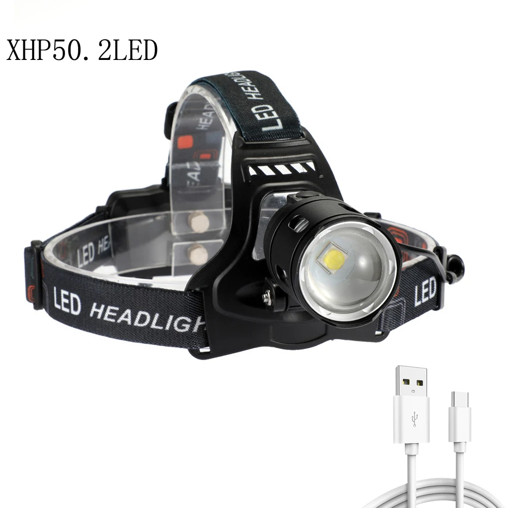 Налобный фонарь XHP50.2 мощный светодиодный налобный с перезаряжаемым USB-разъемом