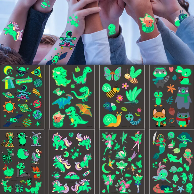 Светящиеся наклейки-татуировки для детей единорог Строительный набор