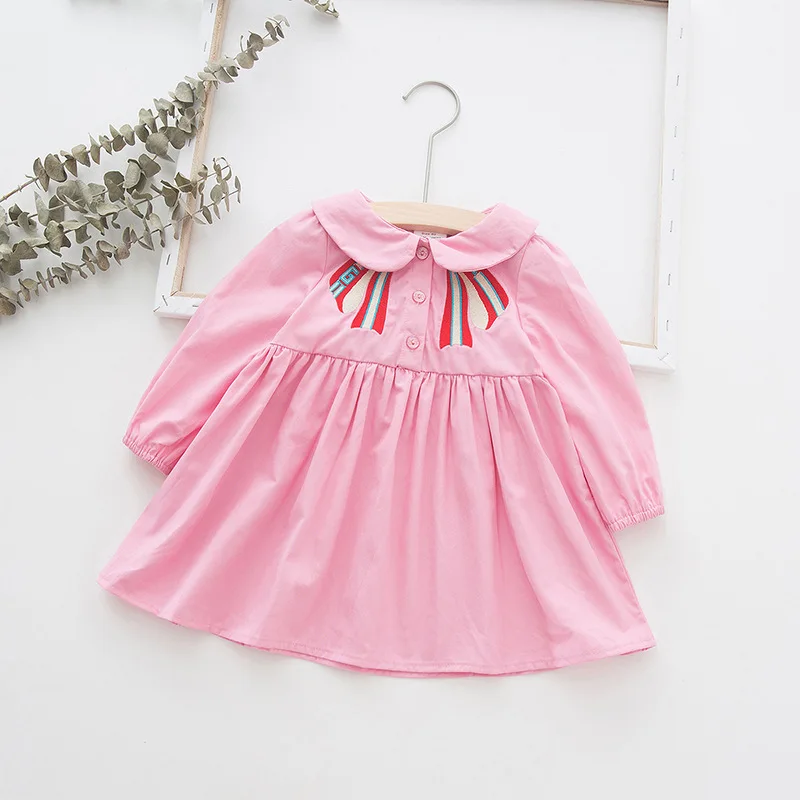 2019 новое осеннее платье из 100% хлопка с вышивкой для маленьких девочек вечерние