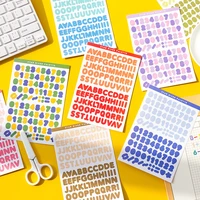6 sheetsset alphabet number digital stickers planner notebook journaling cute self adhesive letter stickers scrapbooking decor
