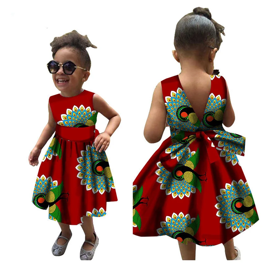 Children Summer African Dresses for Women Girl Kids 2020 News Bazin Dashiki Traditional Floral Print Vintage African Clothes