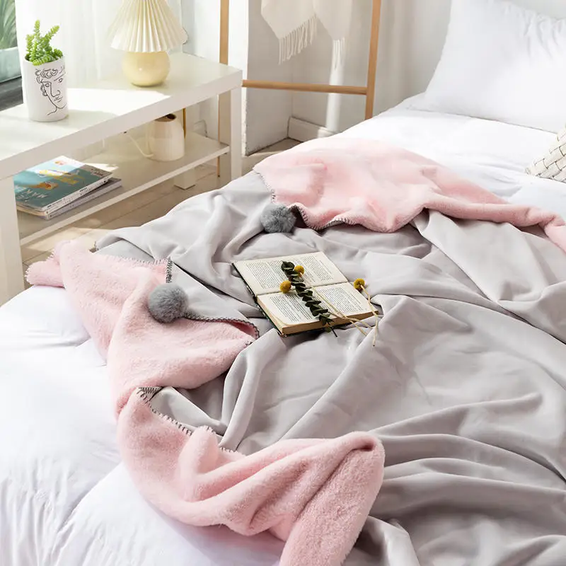 Двухстороннее плюшевое одеяло с подбором цветов Модное теплое для сна плюшевым