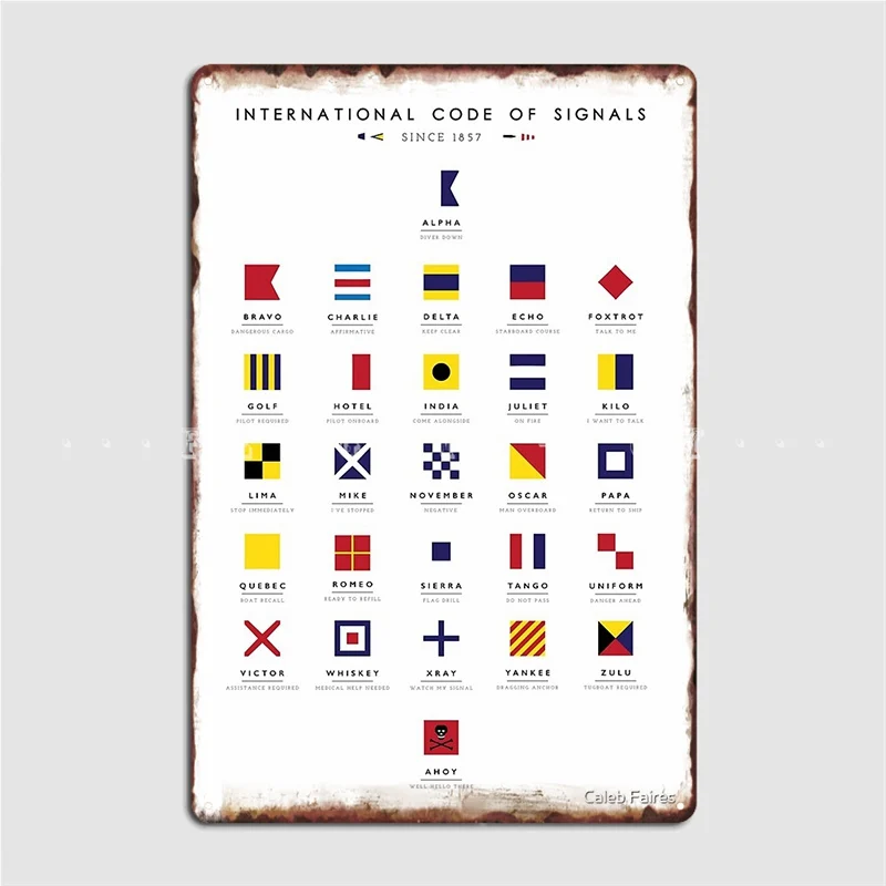 

Nautical Flags: International Code Of Signals Metal Plaque Poster Cinema Garage Pub Garage Customize Wall Decor Tin Sign Poster