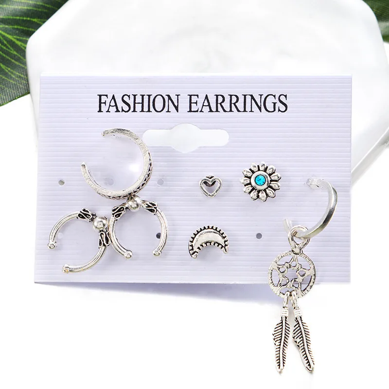 Набор серег Catch Dream в стиле бохо винтажные серьги-гвоздики виде Солнца и Луны