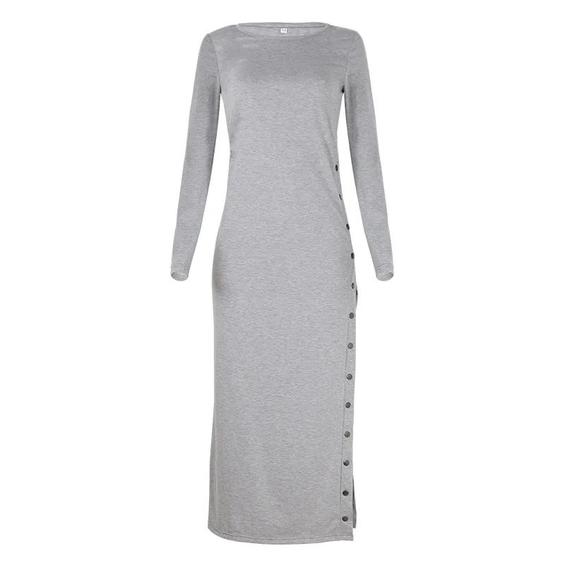 

Long Sleeve Irregular Maxi Dresses For Women Casual 2021 New Spring Loose High Split Robe Longue Wear Plus Size Chic Y2K Clothes