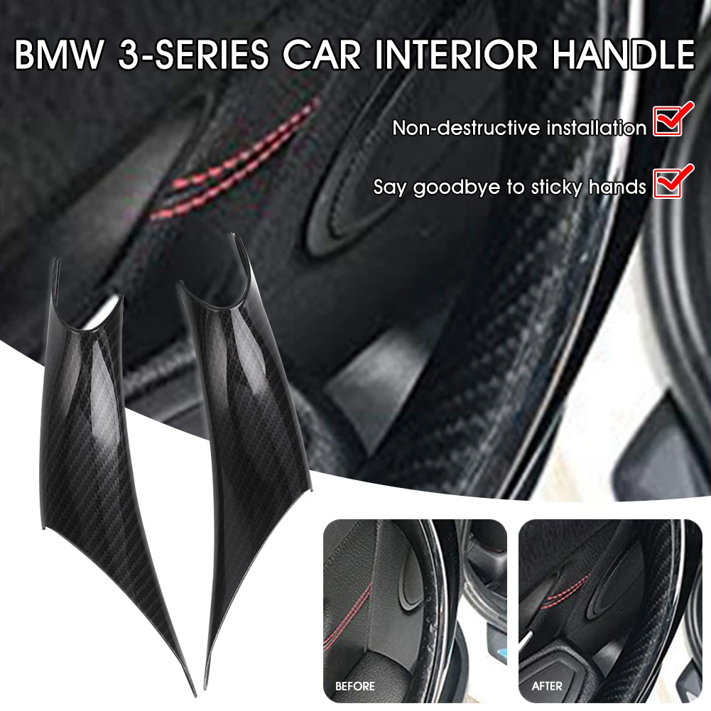 

new 2pcs Car Door Pull Handle Interior Door Handle Carbon ABS Fiber Cover for BMW 3 4 F30 F35 320i 328i 335i 2012-2018 Accessori