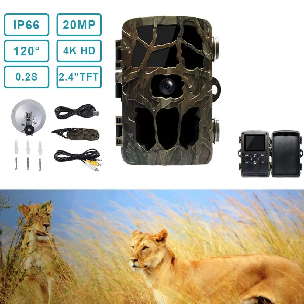 Новая 4K 20MP наружная охотничья тропа PK 801A инфракрасная Full HD 0 2 s ТРИГГЕРНАЯ