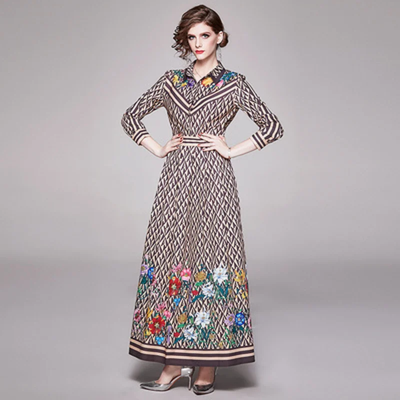 Женское модельное платье с длинным рукавом дизайнерское Повседневное большого