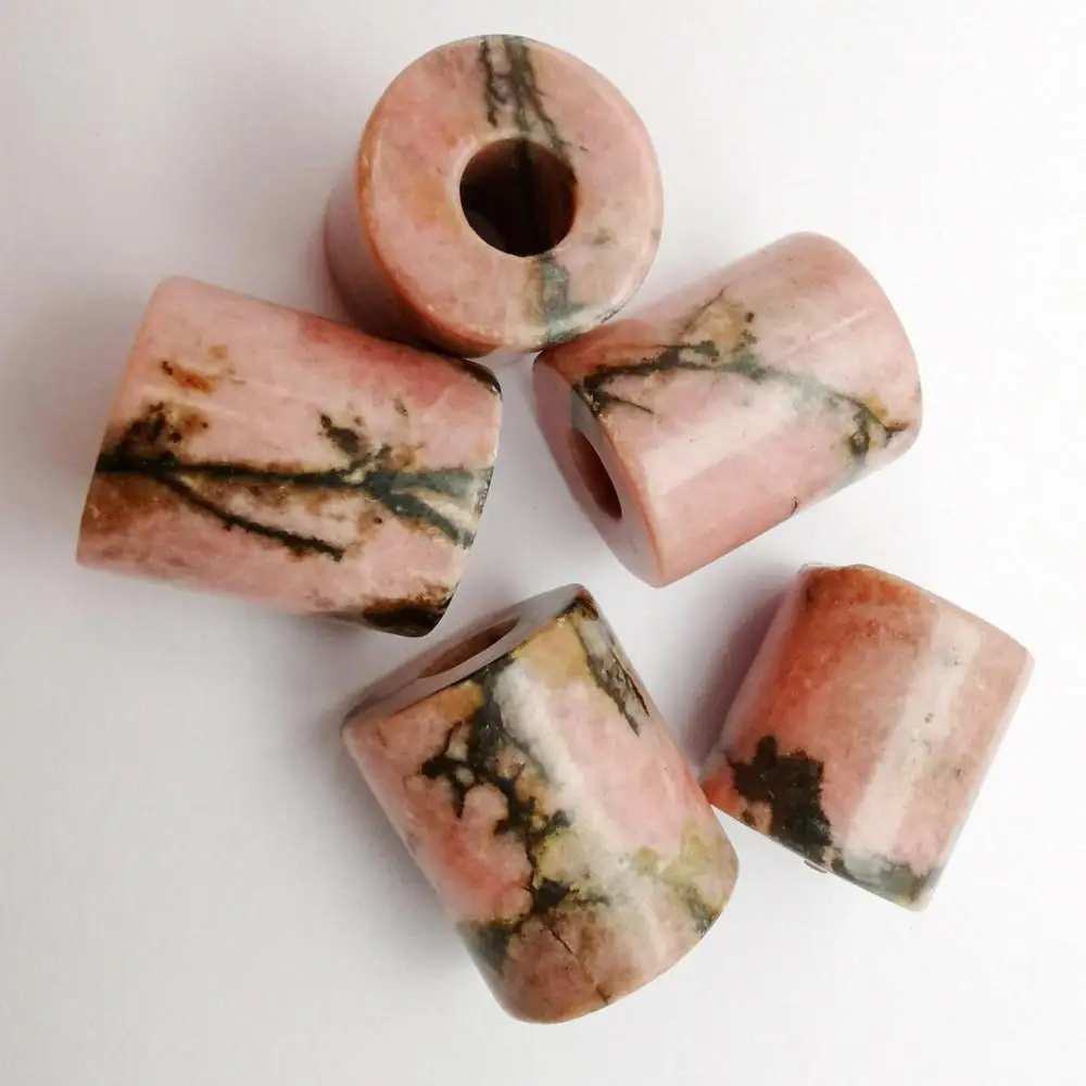 14MM Rhodonite Tigereye Crystal Green Aventurine Stone Big Hole Cylinder Pendant Jewelry Bracelet Necklace Findings (5 pcs/lot) | Украшения