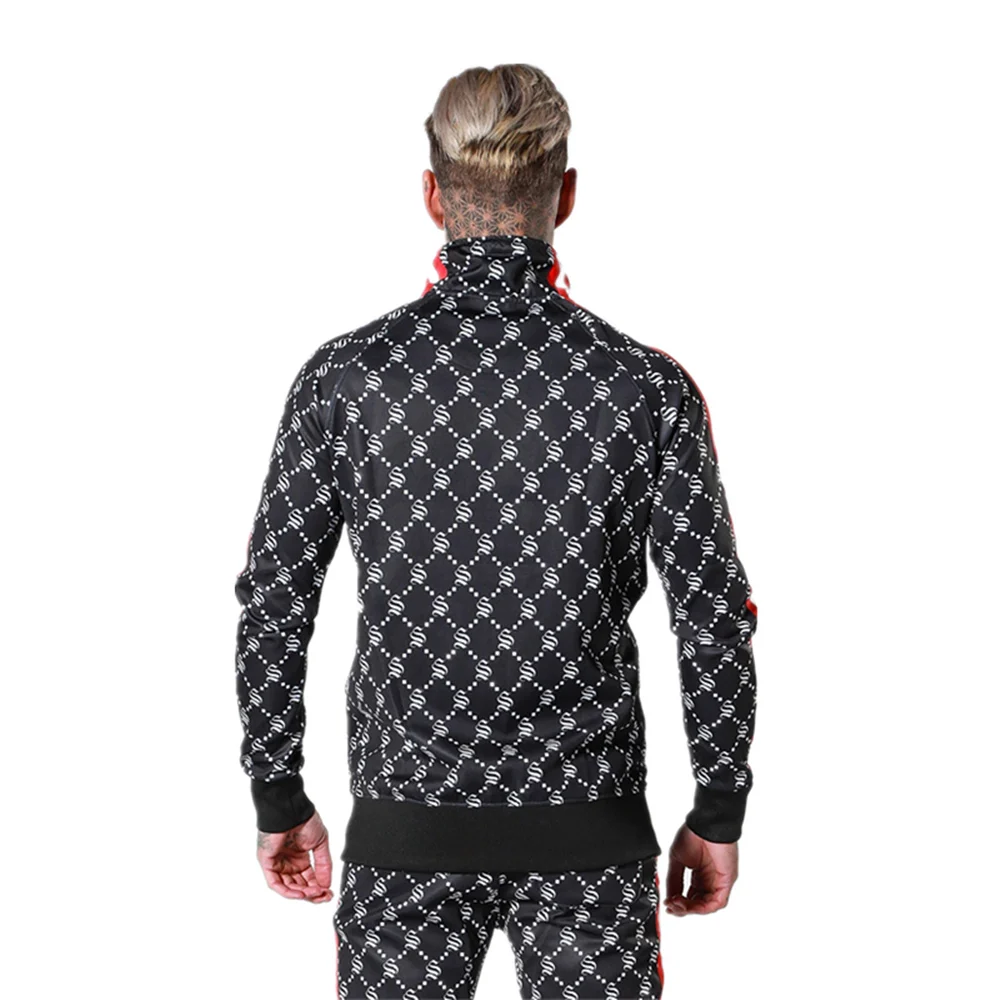 2020 Men New Style Tracksuit Vertical Collar Trendy Cardigan jackets+casual Personality Small Leg Trousers Patchwork Suit Set | Мужская
