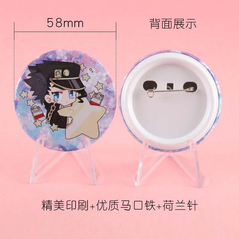 

Anime Badge JoJo's Bizarre Adventure Higashikata Josuke Bucciarati Giorno Button Cartoon Medal Brooch Pin Souvenir Toy Cosplay
