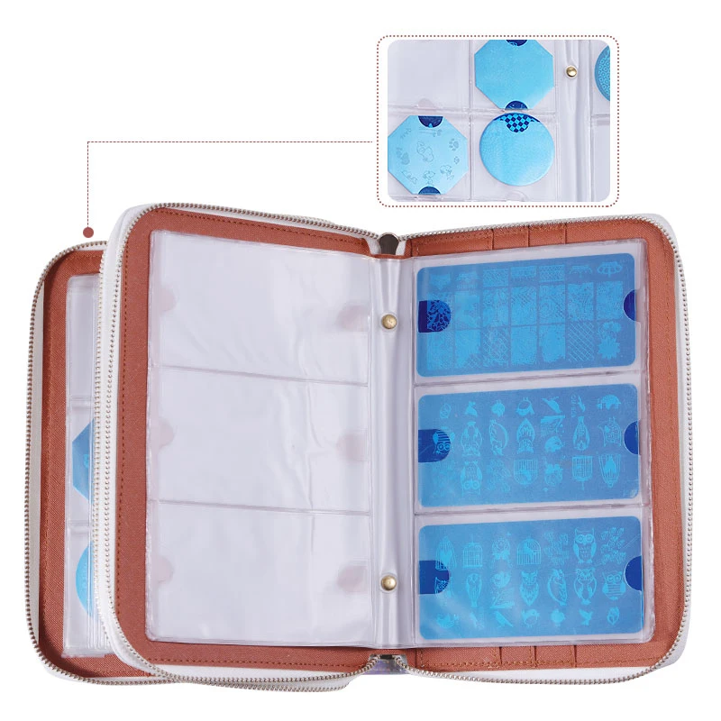 Двойные чехлы на молнии держатель для трафарета ногтей сумка хранения прочные