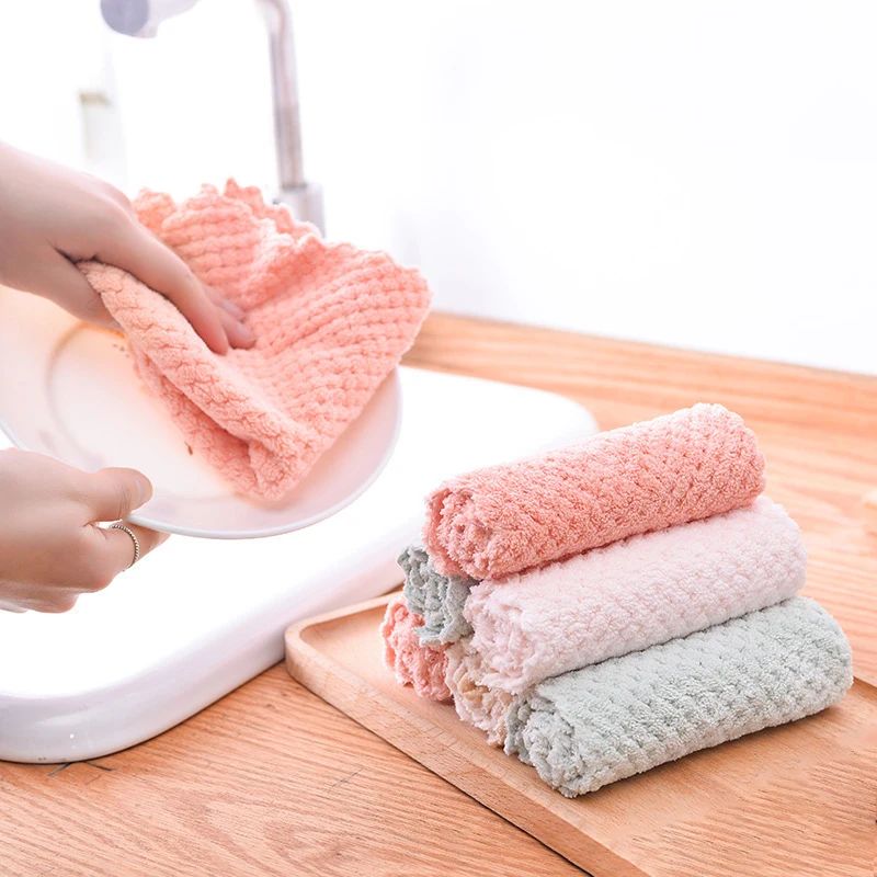 

luluhut 4pcs/lot Home microfiber towels for kitchen Absorbent thicker cloth for cleaning Micro fiber wipe table kitchen towel