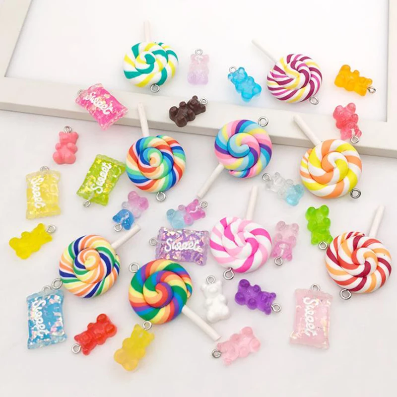 

32Pcs Mix Gummy Bear Candy Resin Charms for DIY Bracelet Necklace Earring Making