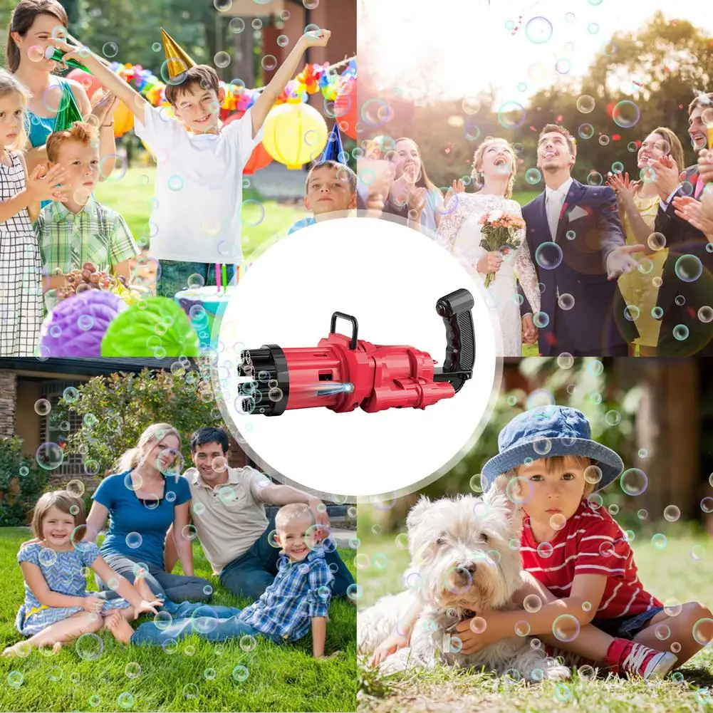 

Kids Automatic Gatling Bubble Gun Toys Summer Soap Water Bubble Machine 2-in-1 Electric Bubble Machine For Children Gift Toys