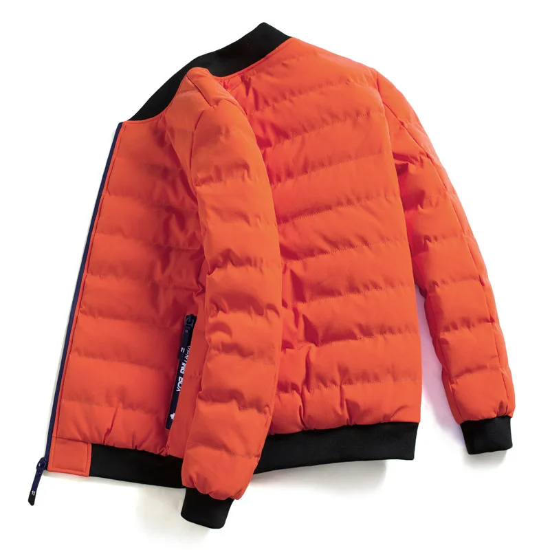Оранжевая зимняя куртка на утином пуху для мужчин теплое пальто Нормальная длина