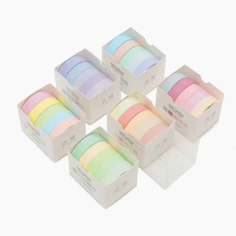 

5Pcs/set Macaron Solid Color Washi Masking Tape Set Cute DIY Journal Decorative Adhesive Tape Scrapbooking Stationery Supplies