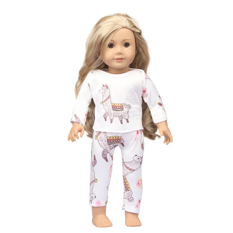 

Cute Animals Tops Trousers Suit Outfit Set Clothes for 18" American Girl BJD 43cm Reborn Baby Pajamas Doll Accessories