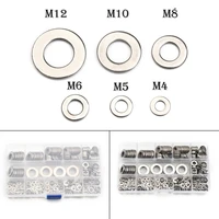 395pcs stainless steel flat washer m4m5m6m8m10m12 durable lock screw gasket plain washer metric assortment set with box