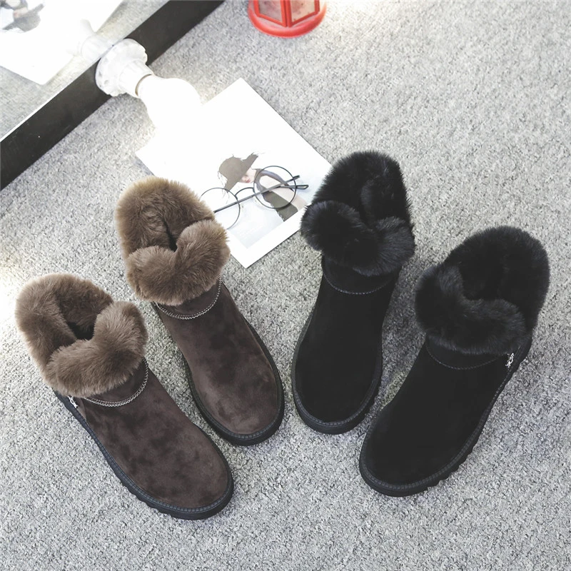 Плоские теплые зимние ботинки женские ботильоны женская зимняя обувь меховые