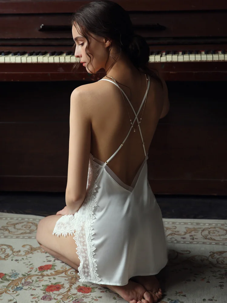 Летняя пикантная женская обувь на шнуровке из шелкового атласа Ночное платье