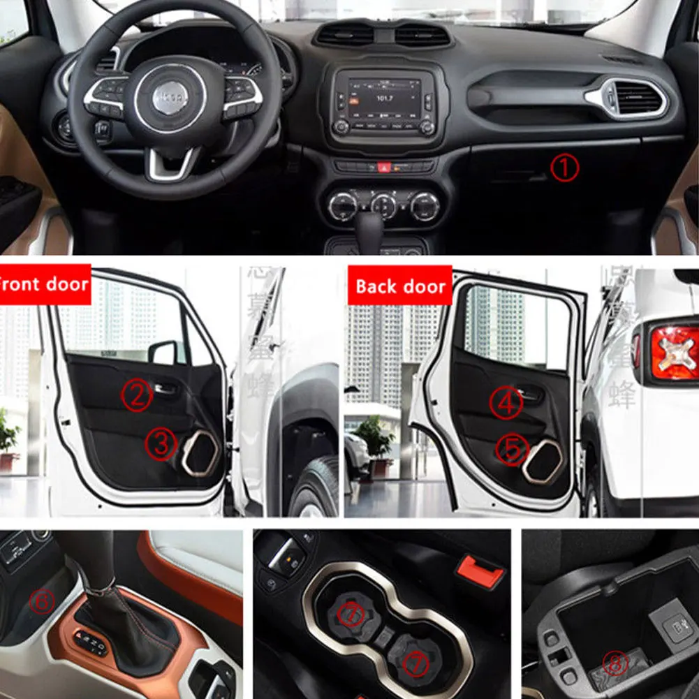 

16Pcs /Lot Auto Anti-slip Cup Mat Non Slip Door Gate Pad For Jeep Renegade 2016 2017, Car Styling, Auto Accessories