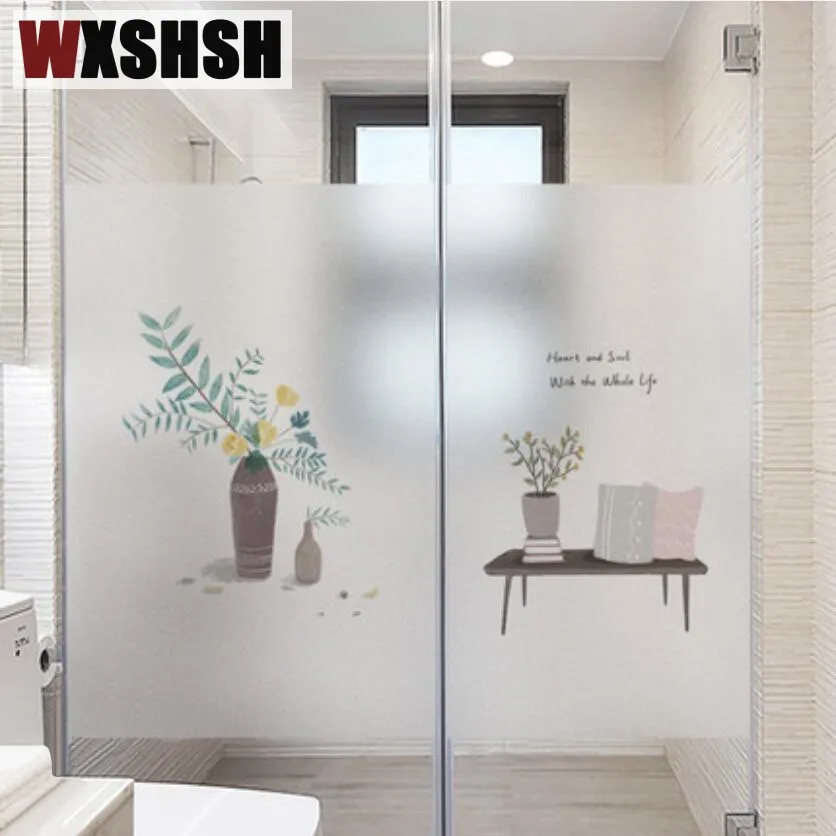 

50cmx100cm Custom Size Static Cling Glass Sticker Vinyl Nordic Style Heat Control Decorative Private Frosted Stained Window Film