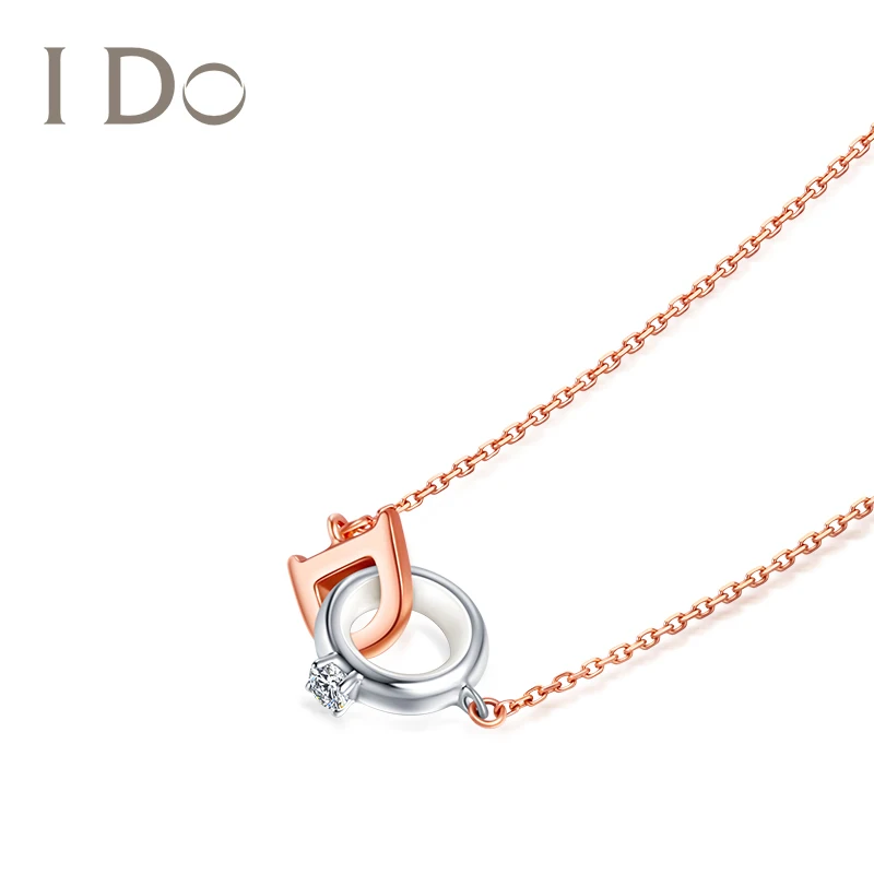 

I Do MINI Fine Jewelry Natural Genuine Diamond Necklace Real 18 K Gold Necklace Pendant Diamond Necklaces for Women