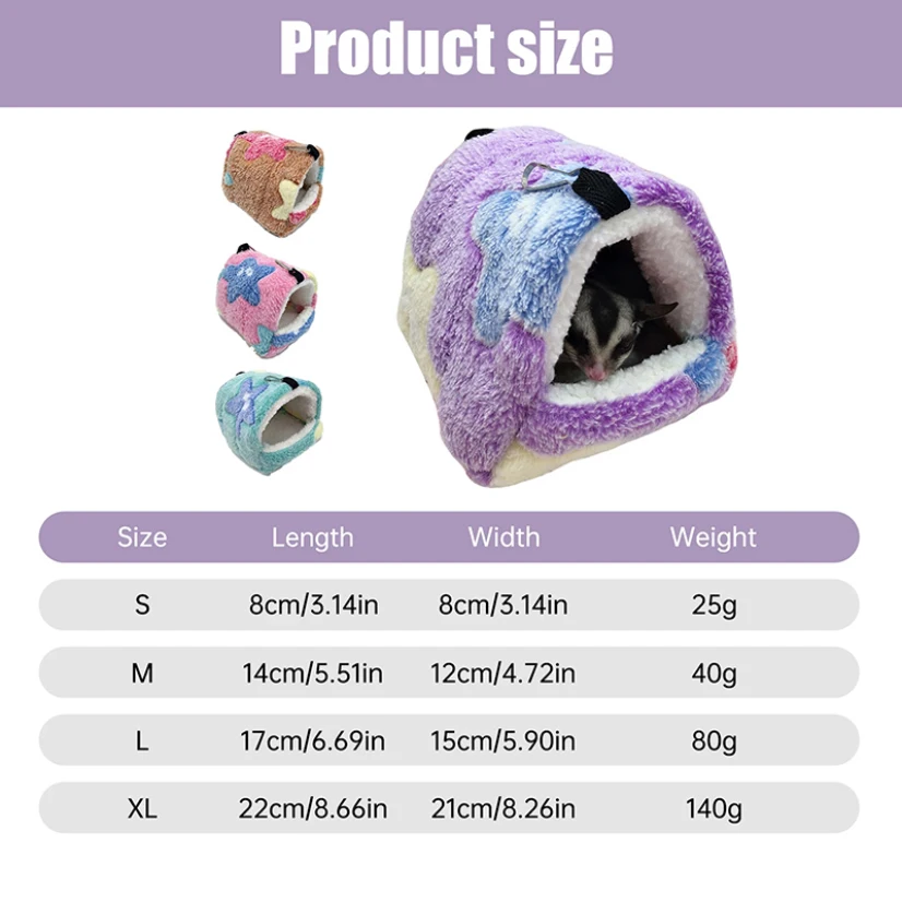 Hamster House Warm Soft Beds And Houses Rodent Cage Printed Hammock for Rats Cotton Guinea Pig Accessories Small Animal images - 6